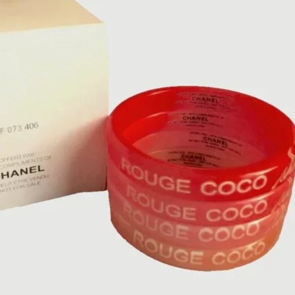 Coco Chanel Bracelet - Etsy Auth CHANEL Rouge Coco Ombre Bangles Lucite Resin Plastic Set Bundled Lot Group